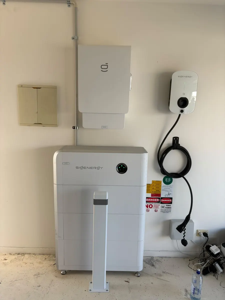 A finished battery, inverter and EV charger install, a Green Coast job